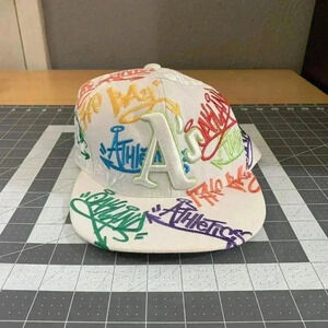American Needle Oakland A's Hat Men's 7 1/4 Fitted Baseball Graffiti 90s MLB
